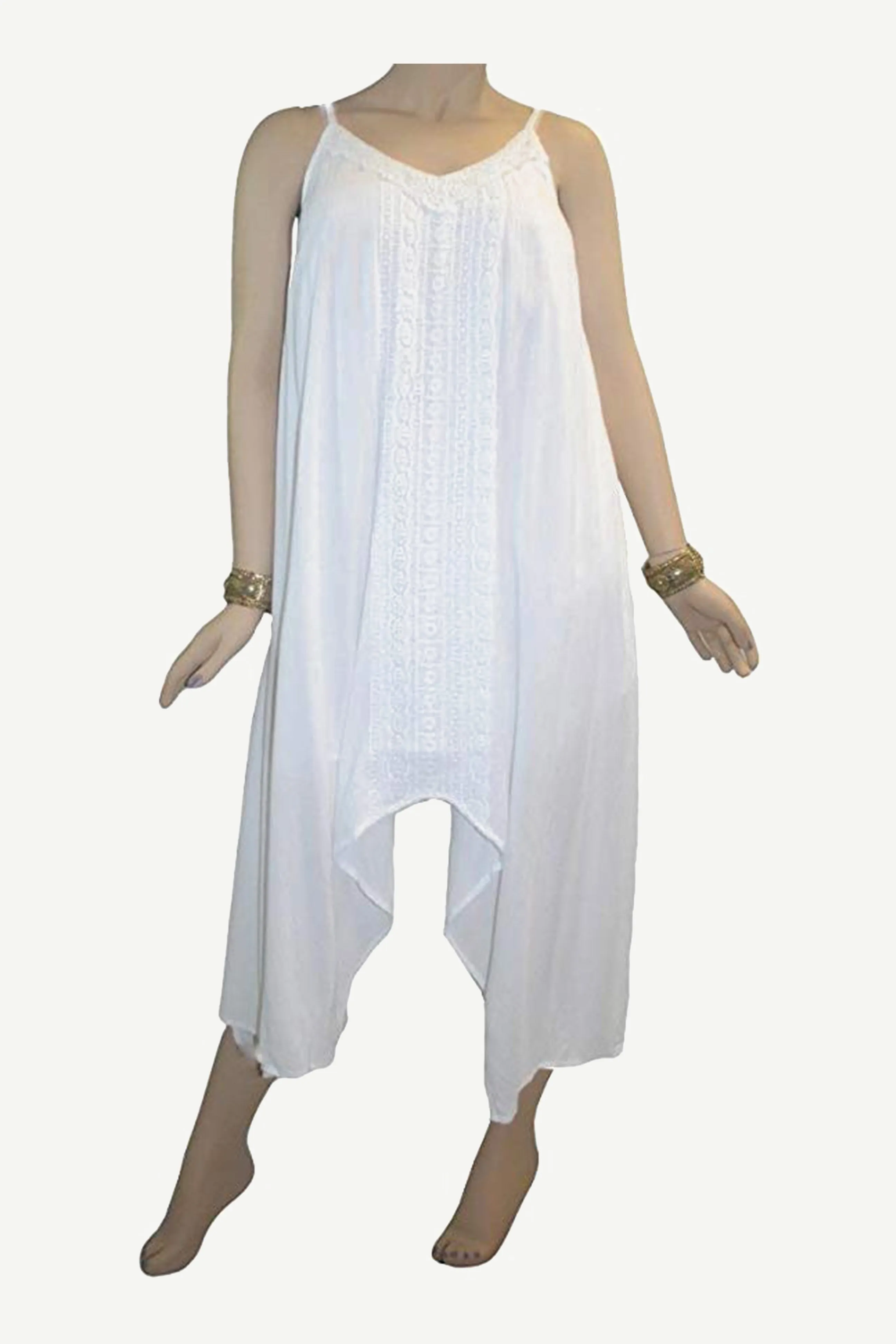 3922 DR Sexy Summer Bohemian Asymmetrical Spaghetti Strap Mid Calf Dress