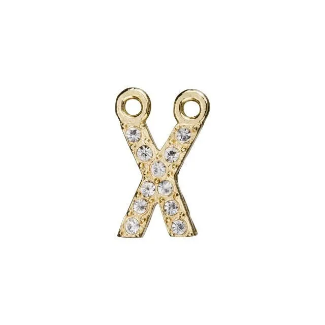 Alphabet Pendant, Letter 'X' with 2 Rings 7mm, Gold Finish (1 Piece)