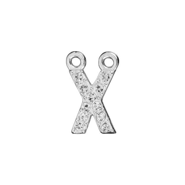 Alphabet Pendant, Letter 'X' with 2 Rings 7mm, Sterling Silver (1 Piece)