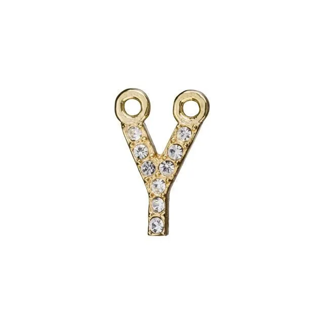 Alphabet Pendant, Letter 'Y' with 2 Rings 7mm, Gold Finish (1 Piece)