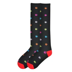 Bright Paw Prints Knee High Socks (Women's)