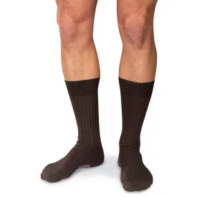 Brown Cotton Mid Calf Dress Socks