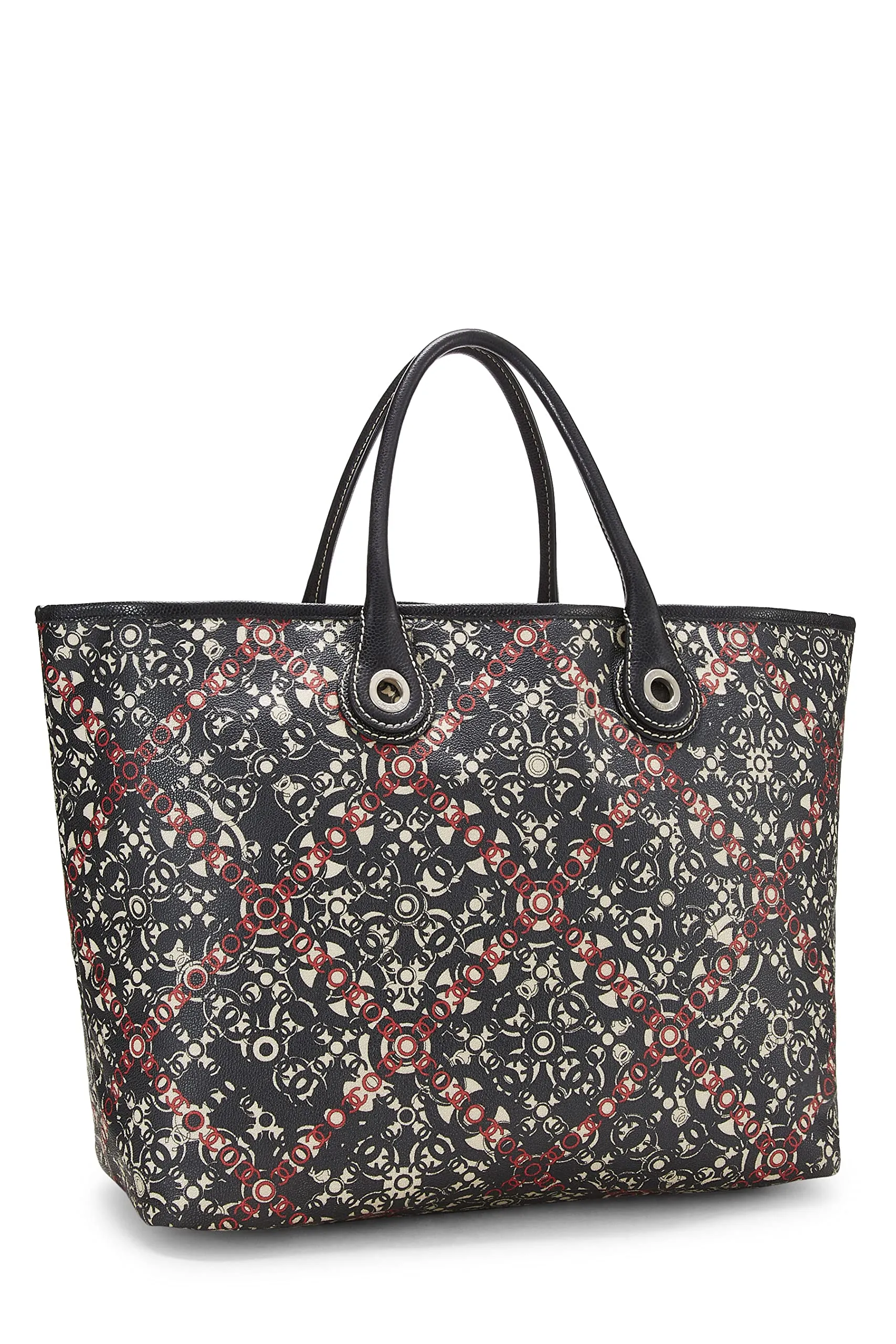 Chanel,  Black Coated Canvas Optic Coco Tote, Black