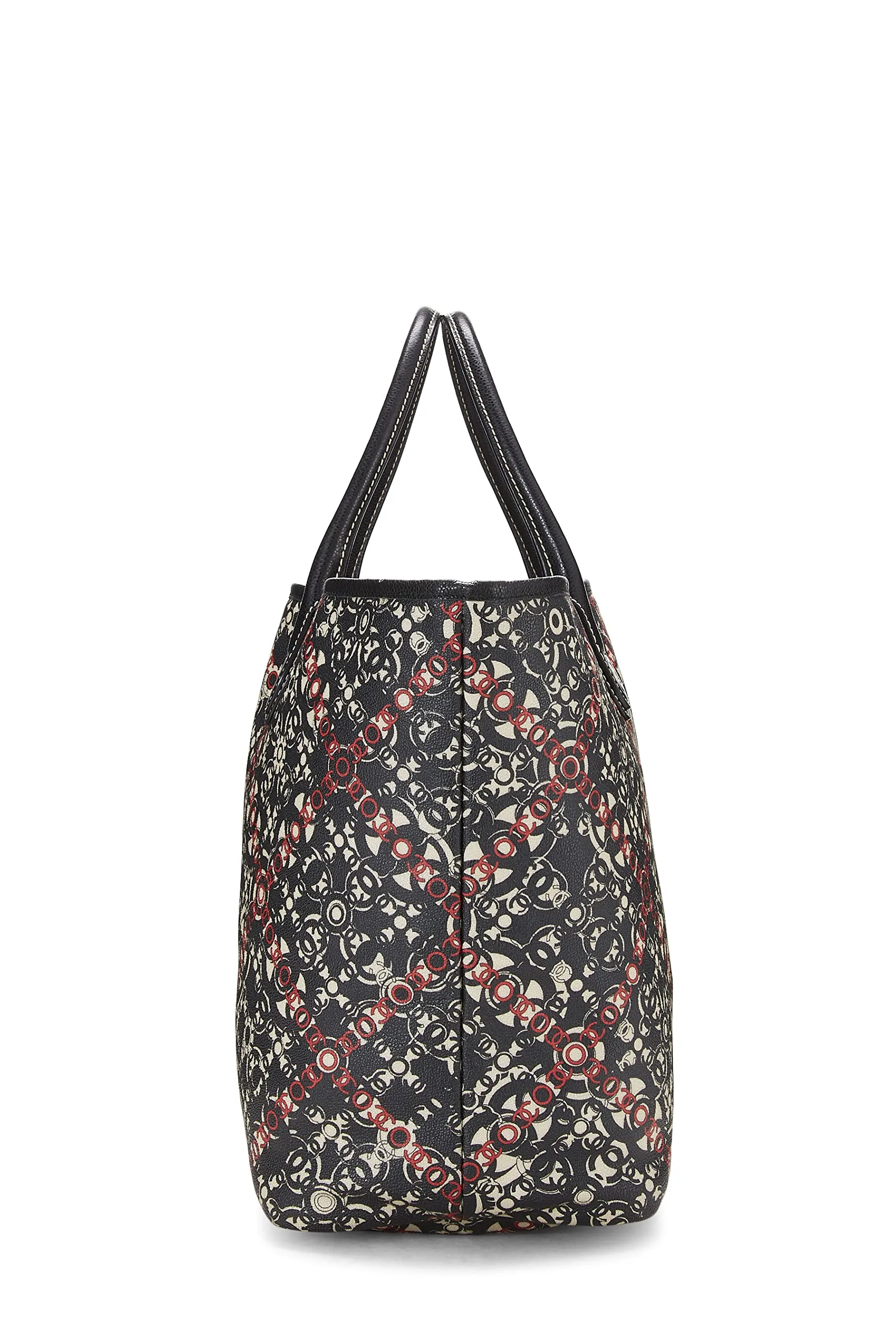 Chanel,  Black Coated Canvas Optic Coco Tote, Black