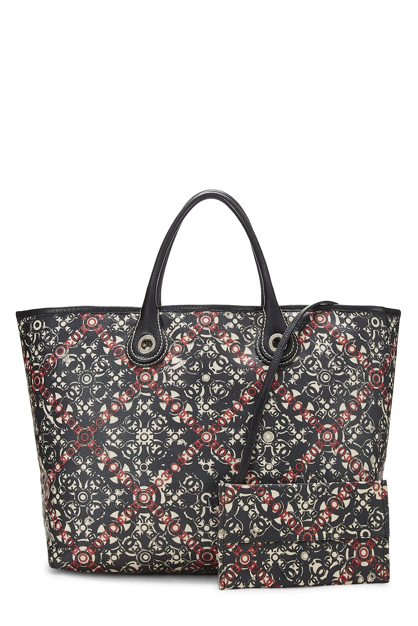 Chanel,  Black Coated Canvas Optic Coco Tote, Black