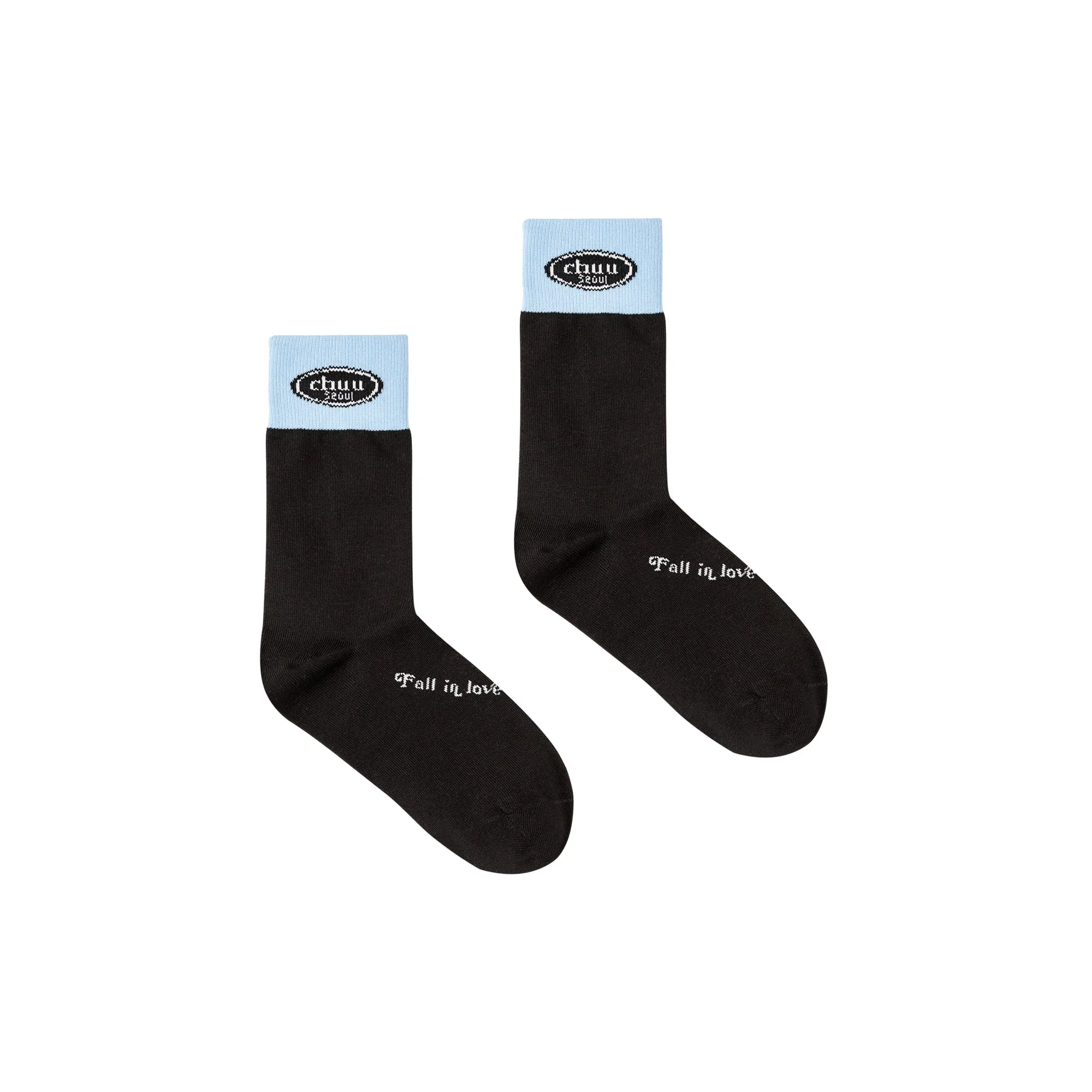 Chuu Lettering Color Band High Socks