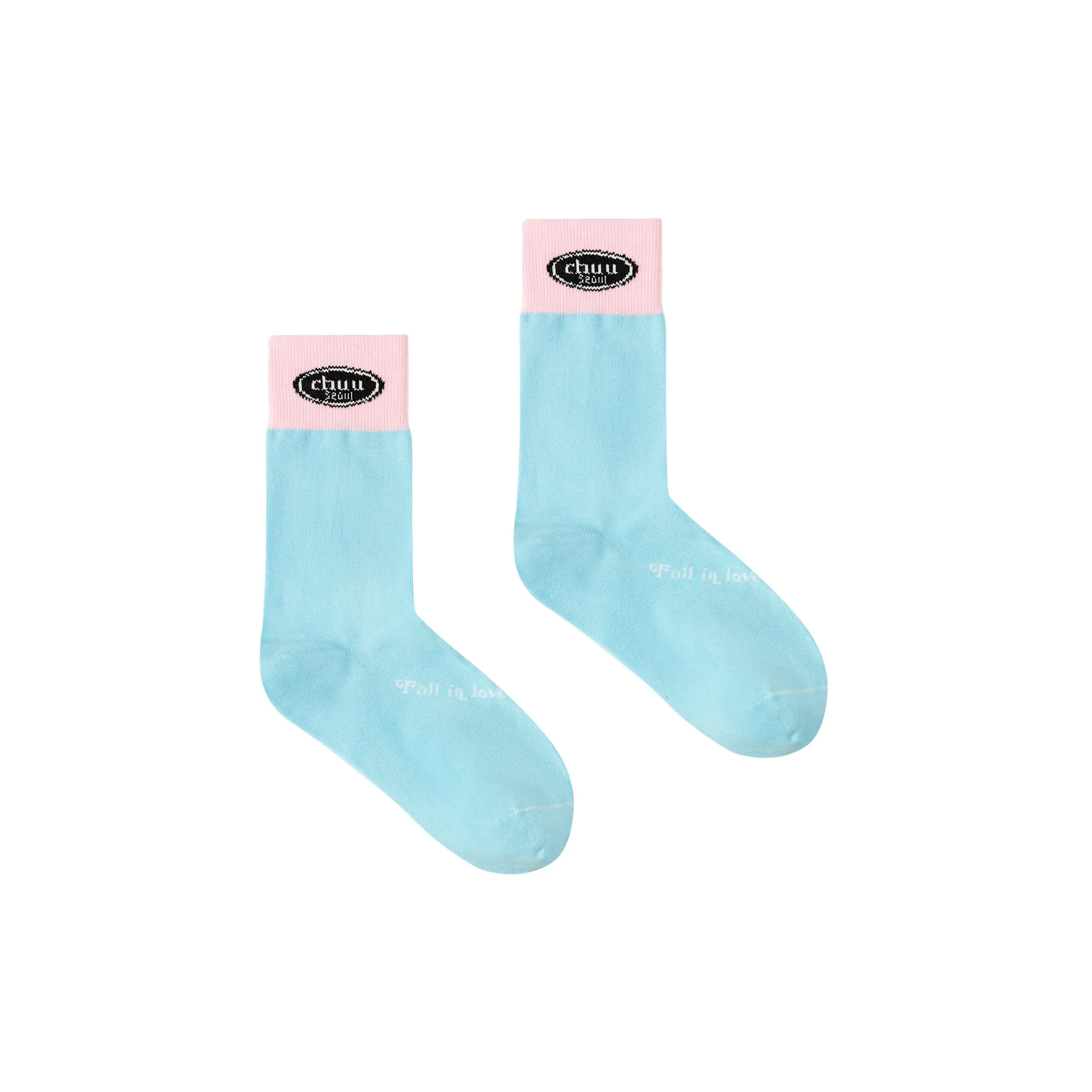 Chuu Lettering Color Band High Socks