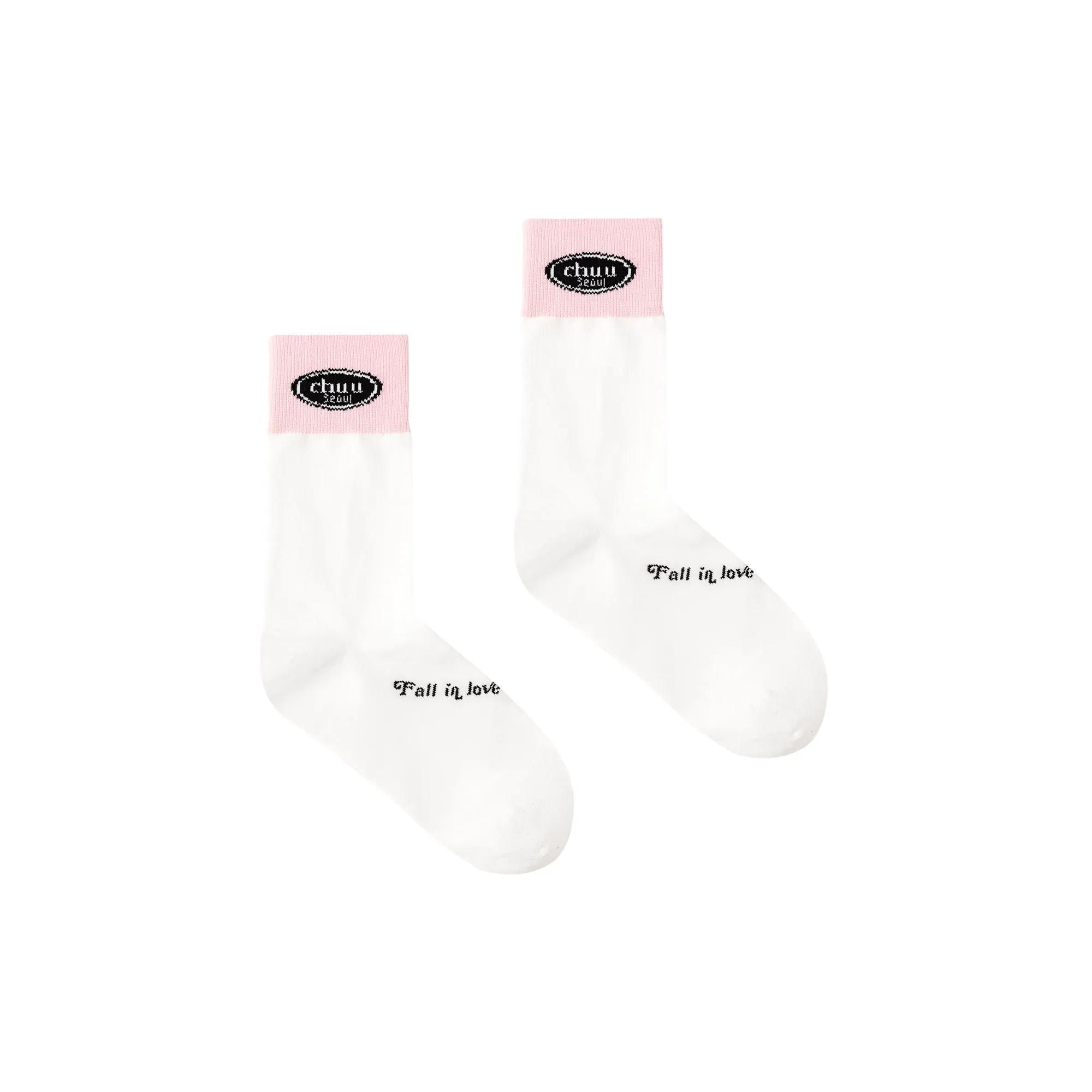 Chuu Lettering Color Band High Socks