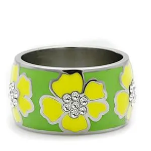 CJ175TK Wholesale Stainless Steel Yellow Hawaiian Flower Enamel Ring
