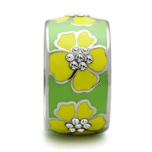 CJ175TK Wholesale Stainless Steel Yellow Hawaiian Flower Enamel Ring