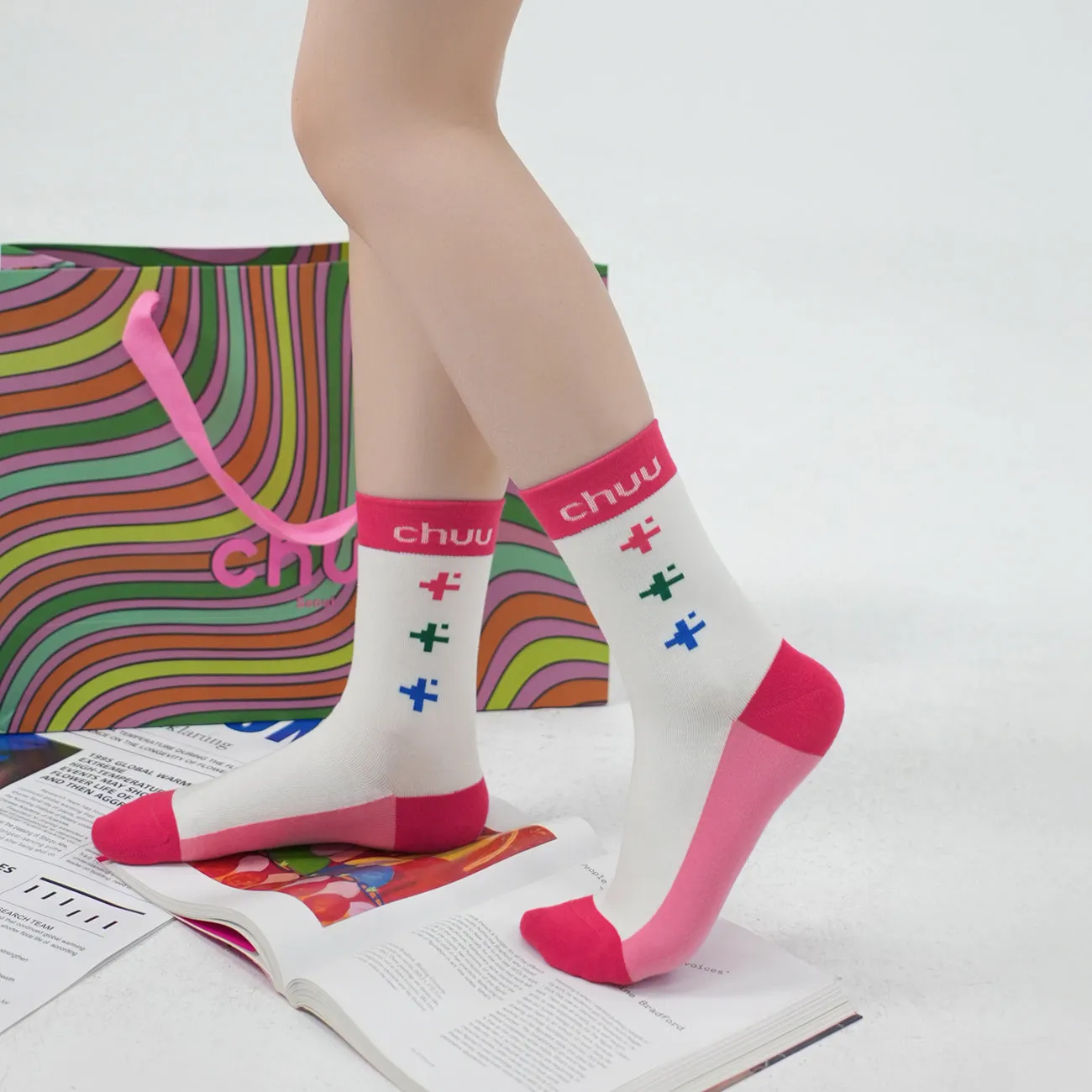 Colored Pixel High Socks