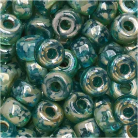 Czech Glass Matubo, 2/0 Seed Bead, Aqua Rembrandt (20 Gram Tube)