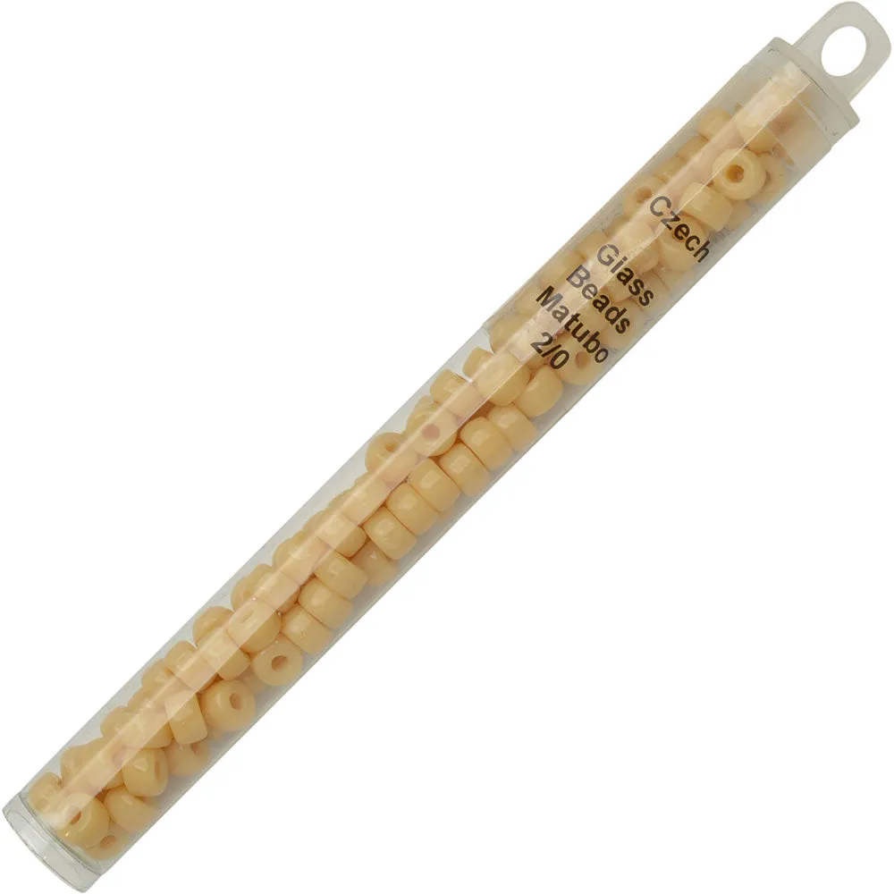 Czech Glass Matubo, 2/0 Seed Bead, Beige Opaque (20 Gram Tube)