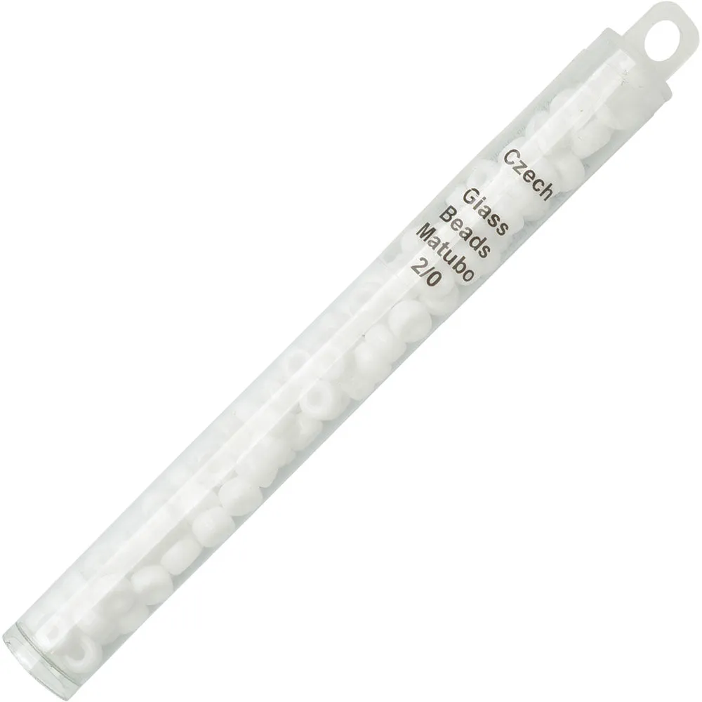 Czech Glass Matubo, 2/0 Seed Bead, Chalk Opaque (20 Gram Tube)