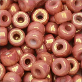 Czech Glass Matubo, 2/0 Seed Bead, Chalk Red Luster (20 Gram Tube)
