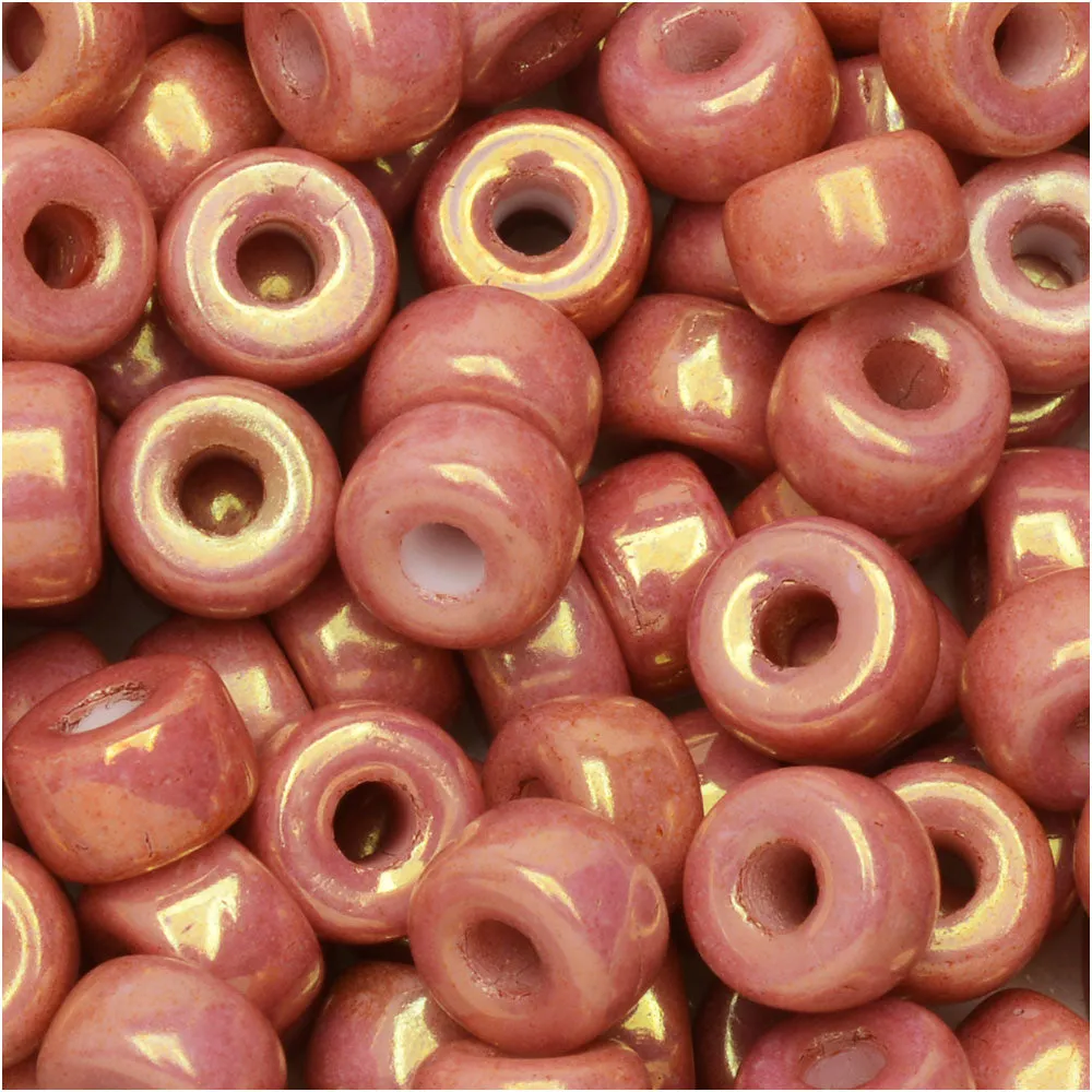Czech Glass Matubo, 2/0 Seed Bead, Chalk Red Luster (20 Gram Tube)