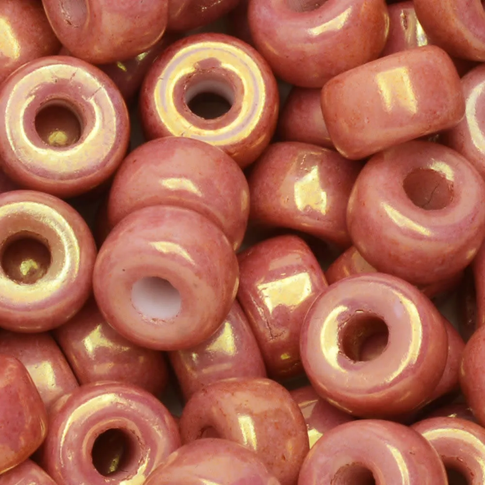 Czech Glass Matubo, 2/0 Seed Bead, Chalk Red Luster (20 Gram Tube)