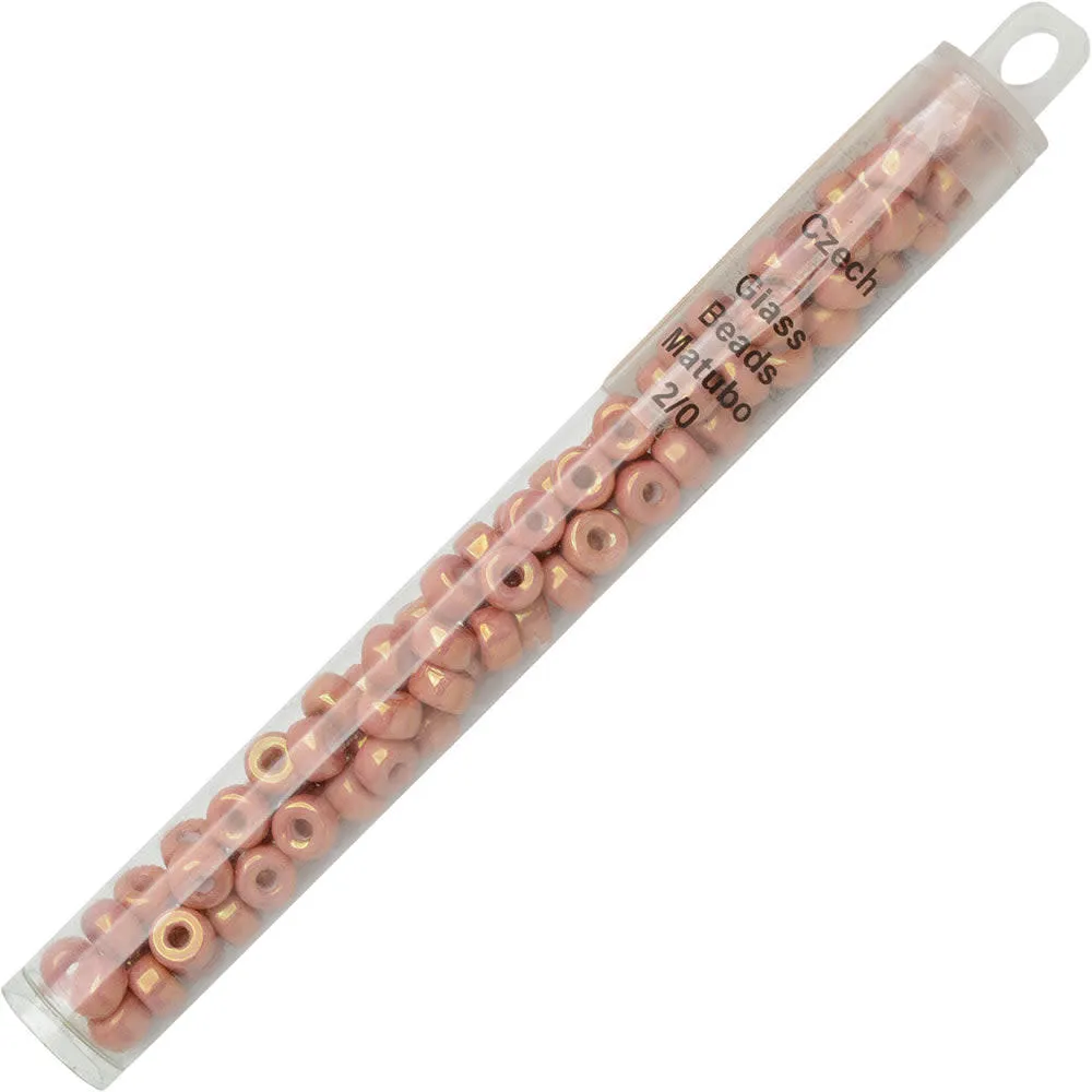Czech Glass Matubo, 2/0 Seed Bead, Chalk Red Luster (20 Gram Tube)
