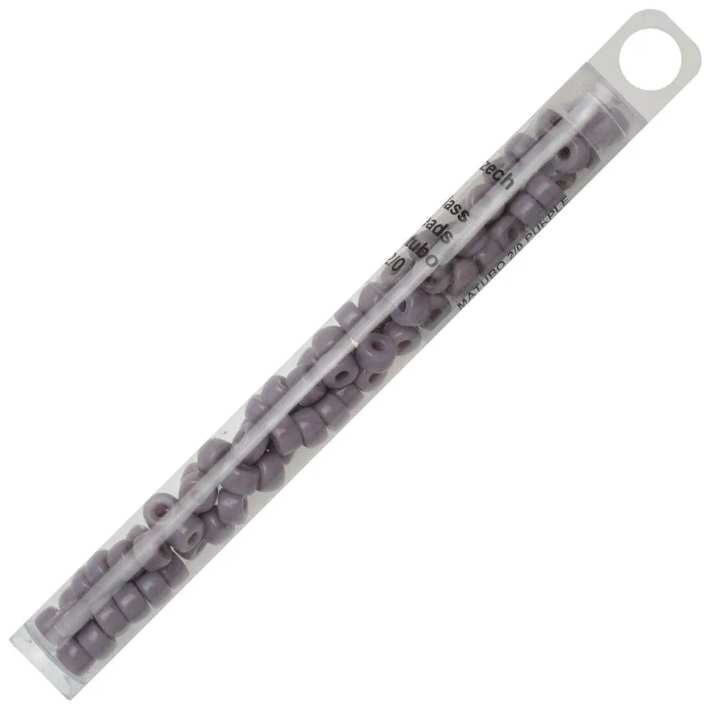 Czech Glass Matubo, 2/0 Seed Bead, Purple Opaque (20 Gram Tube)
