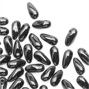 Czech Glass Mini Dagger Beads, 2.5x6mm, 10 Gram Tube, Hematite