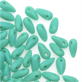 Czech Glass Mini Dagger Beads, 2.5x6mm, 10 Gram Tube, Matte - Turquoise