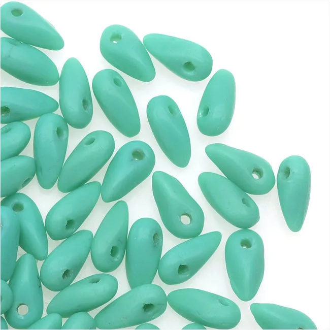 Czech Glass Mini Dagger Beads, 2.5x6mm, 10 Gram Tube, Matte - Turquoise