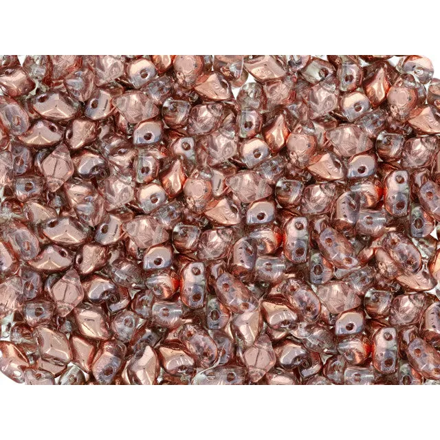 Czech Glass Mini GemDuo, 2-Hole Diamond Shaped Beads 6x4mm, Apollo - Gold (2.5" Tube)