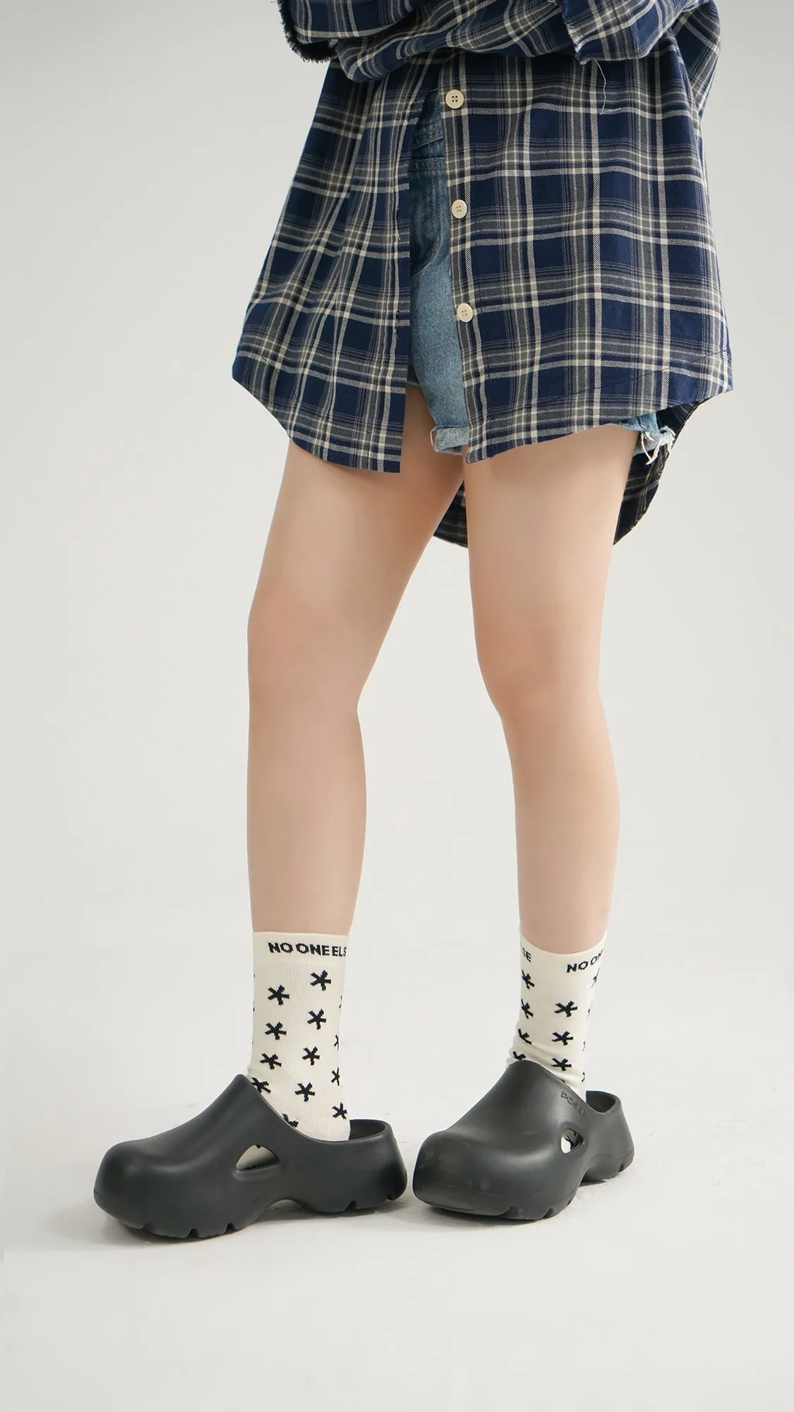 Dark Color Star Jacquard High Socks