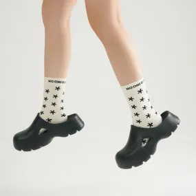 Dark Color Star Jacquard High Socks
