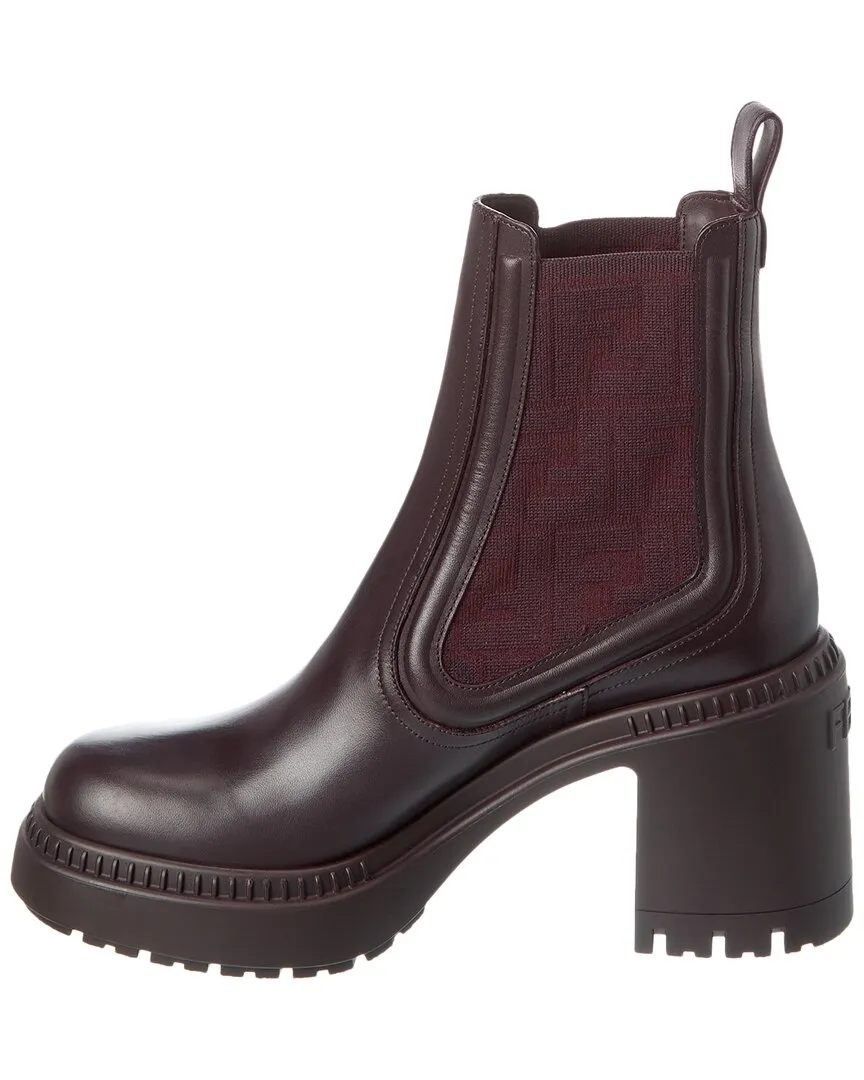 FENDI FF Logo Domino Leather Boot