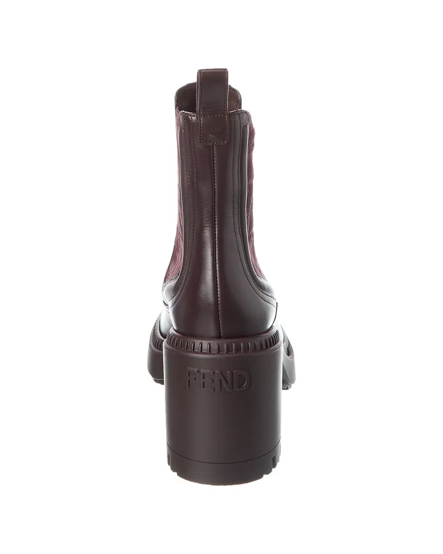 FENDI FF Logo Domino Leather Boot