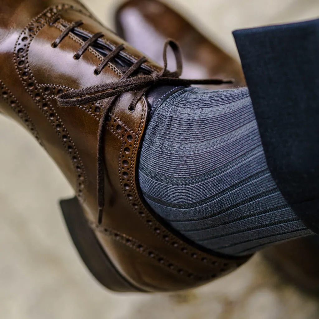 Grey Cotton Mid Calf Dress Socks