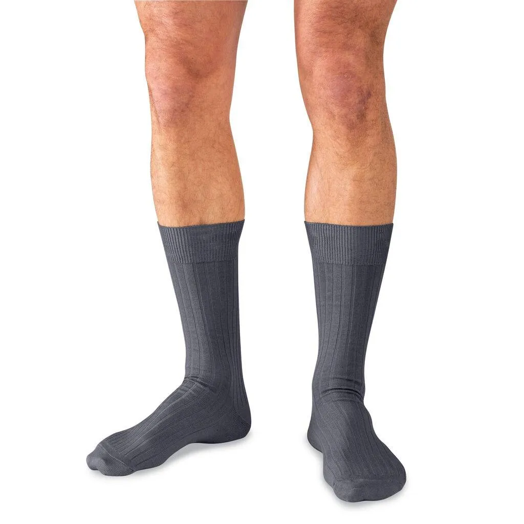 Grey Cotton Mid Calf Dress Socks