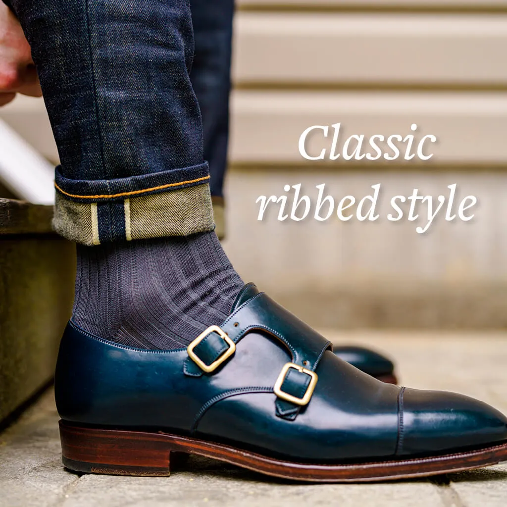 Grey Cotton Mid Calf Dress Socks