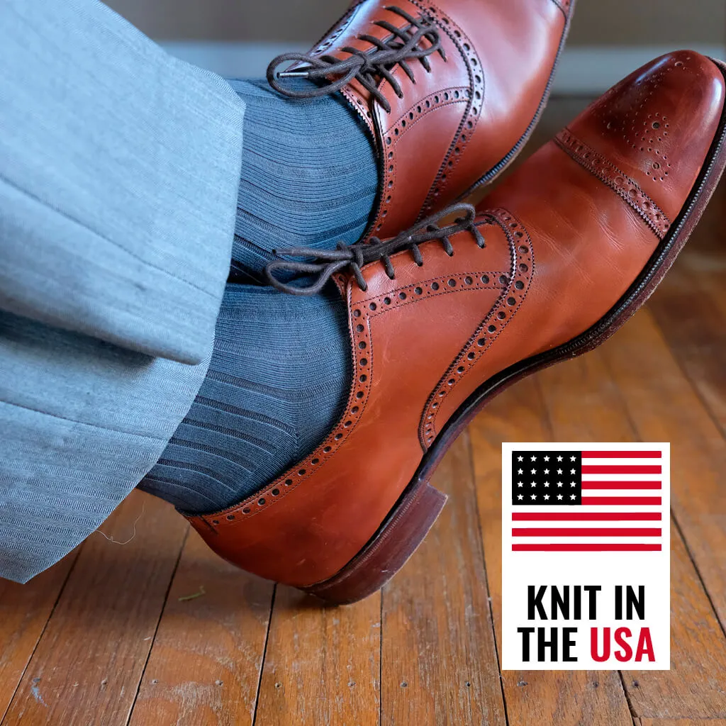 Grey Cotton Mid Calf Dress Socks