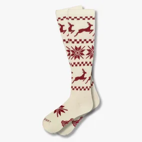 Knee High Nordic Reindeer - Winter White