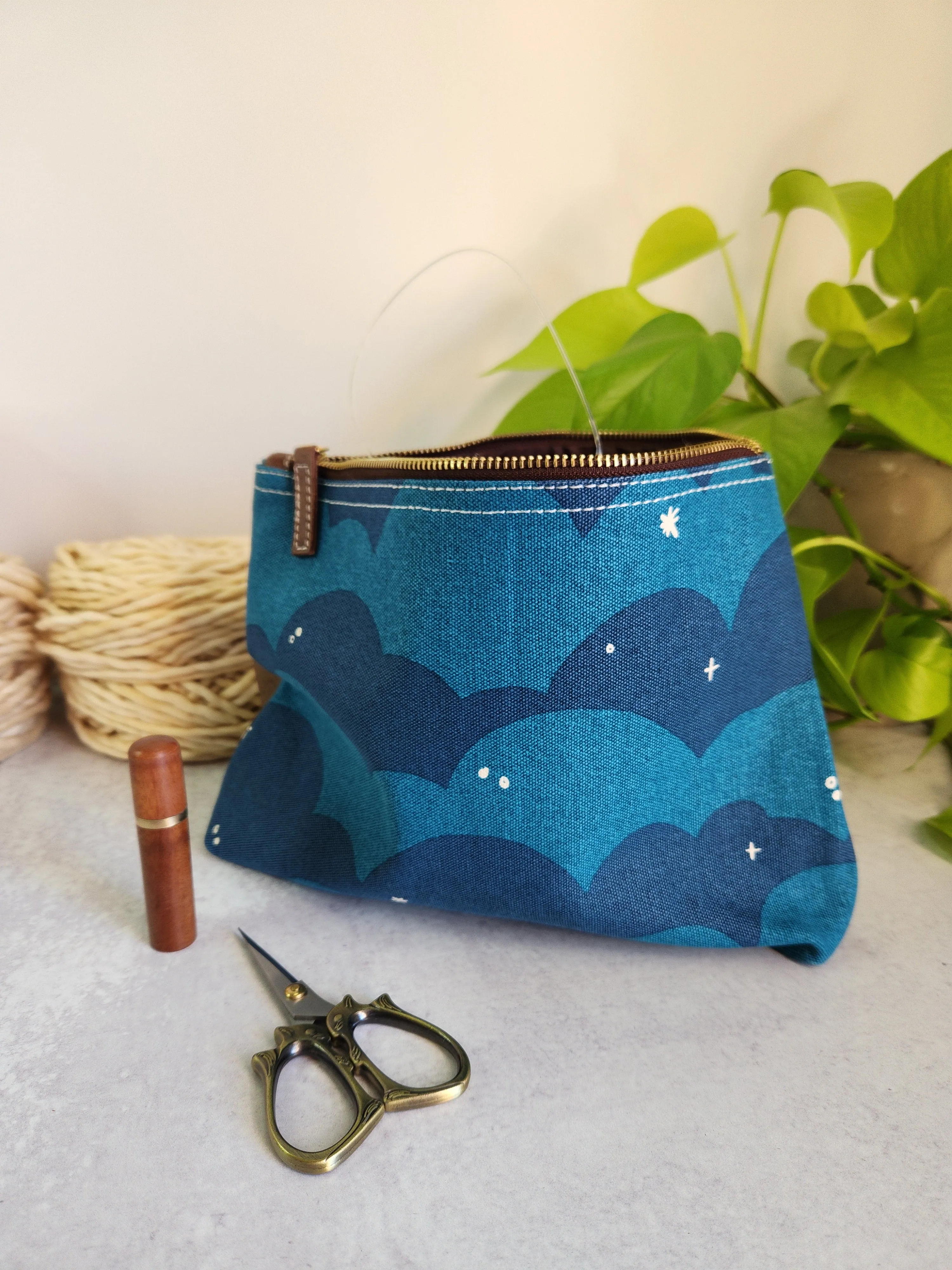Knitting Project Bag, Large Zipper Pouch, Plaka