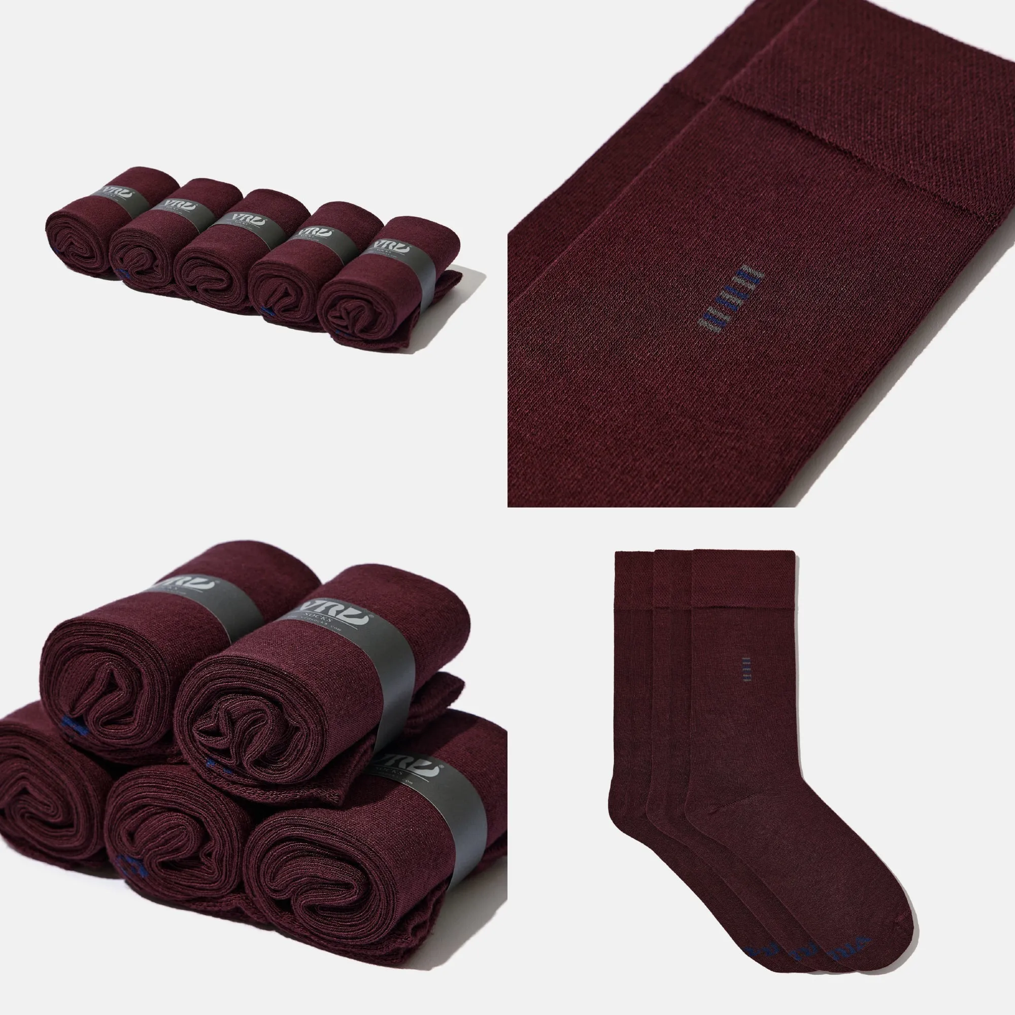 Men's Bamboo Dress Socks • Plain Pack of 1/3/5 Pairs • Burgundy