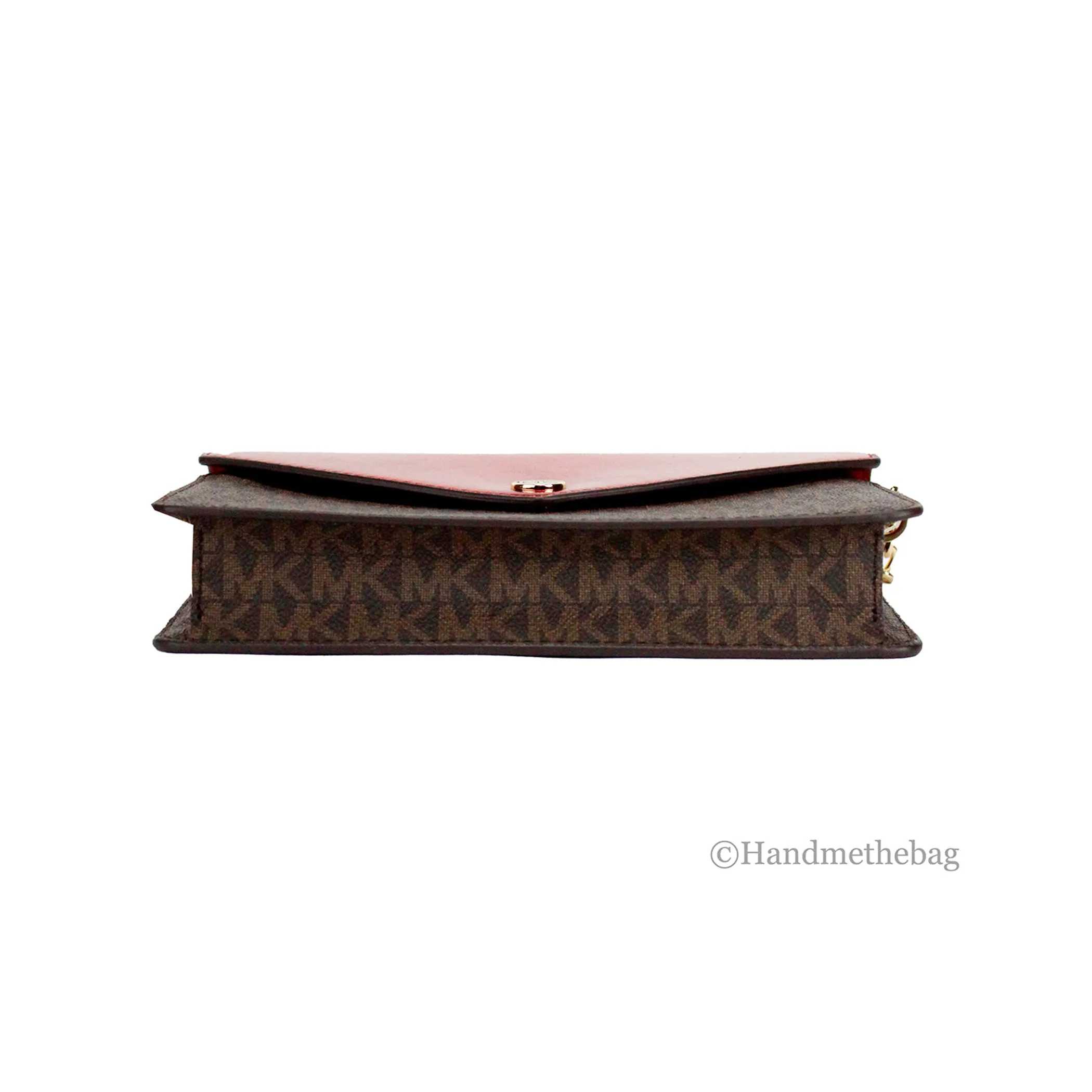 Michael Kors Jet Set Crimson Small Flap Clutch Crossbody Bag