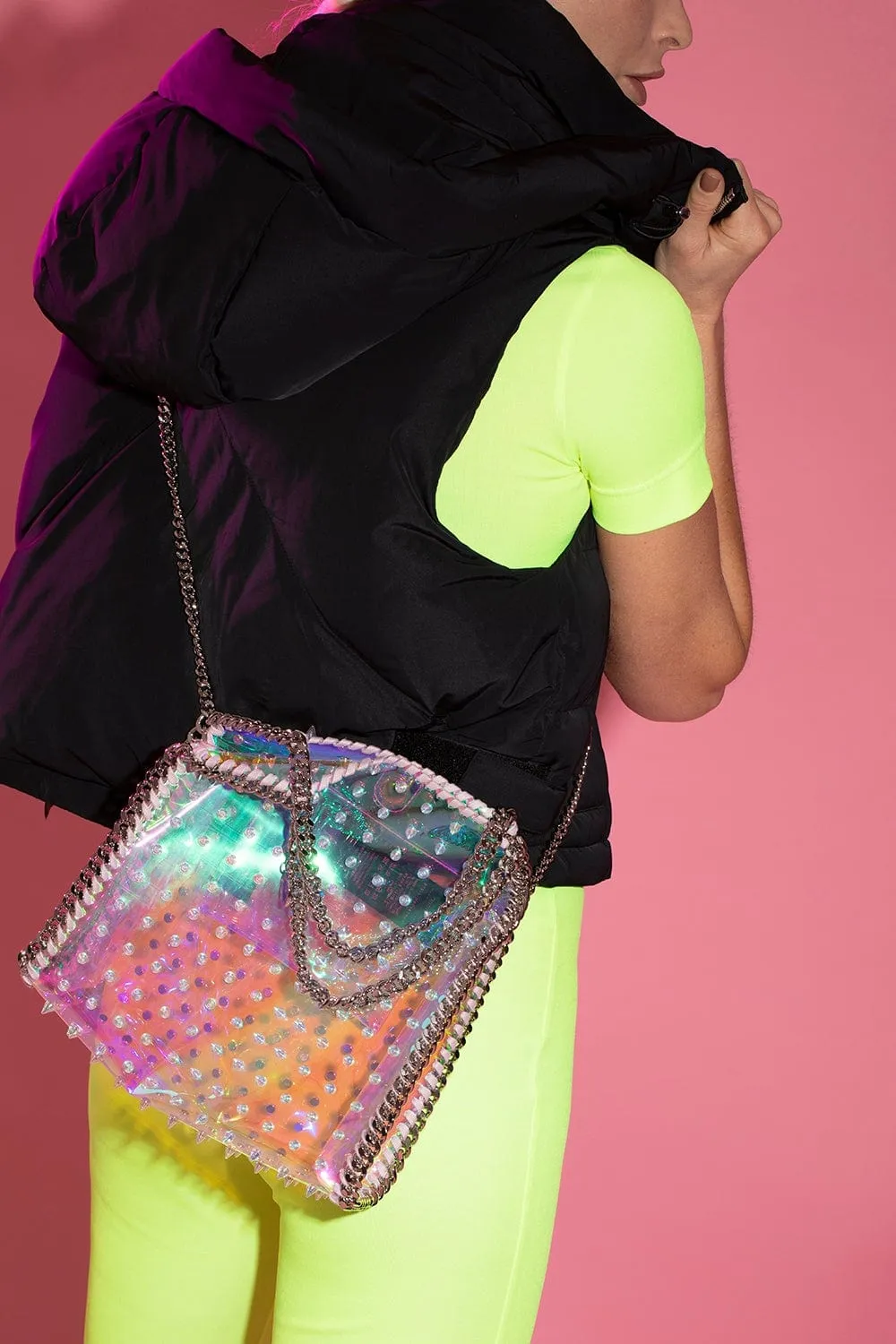 Mini Tote Holographic With Studs
