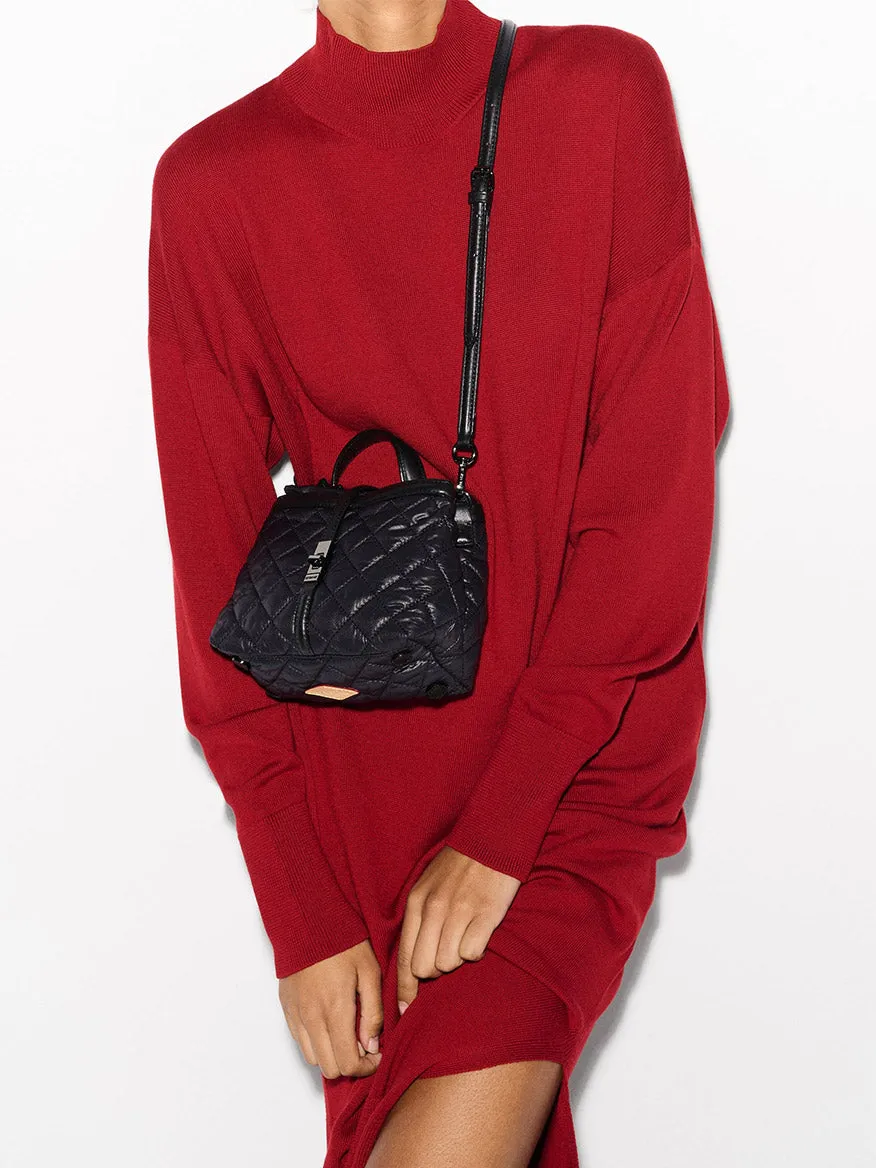 MZ Wallace Mini Astor Top Handle in Black Oxford
