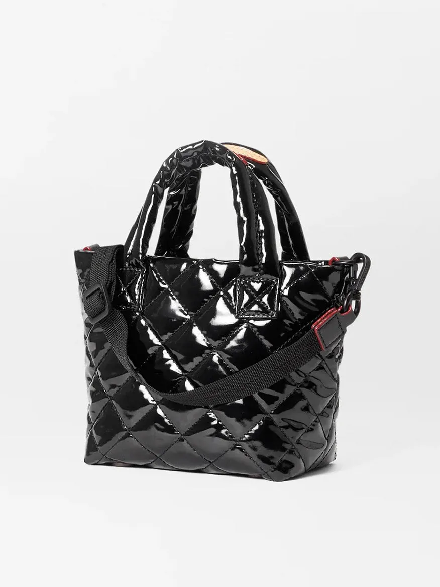 MZ Wallace Petite Metro Tote Deluxe in Black Lacquer Oxford