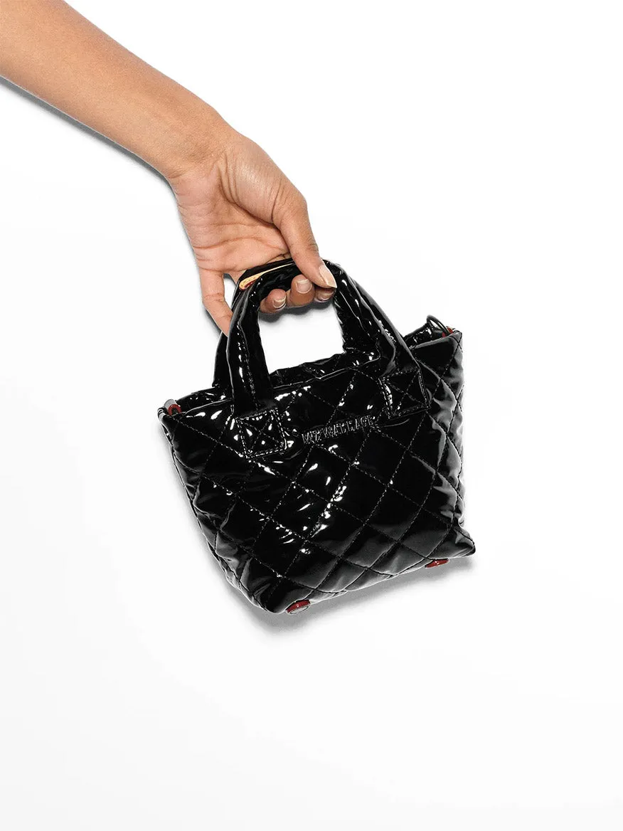 MZ Wallace Petite Metro Tote Deluxe in Black Lacquer Oxford