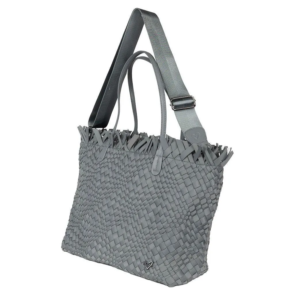NEW: Vulcan Woven Large Tote (Fringed Top) - Slate