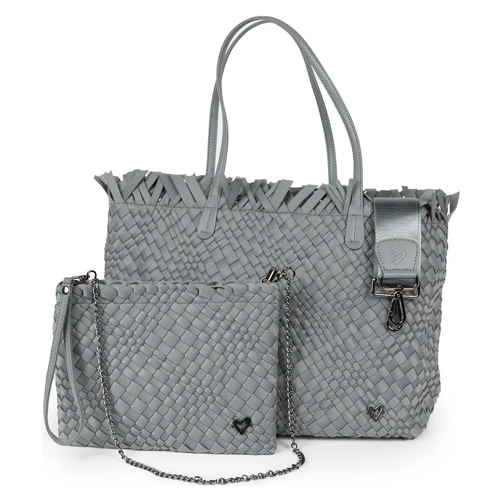NEW: Vulcan Woven Large Tote (Fringed Top) - Slate