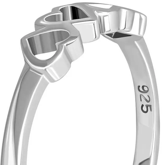 Plain Simple Silver Hearts Ring