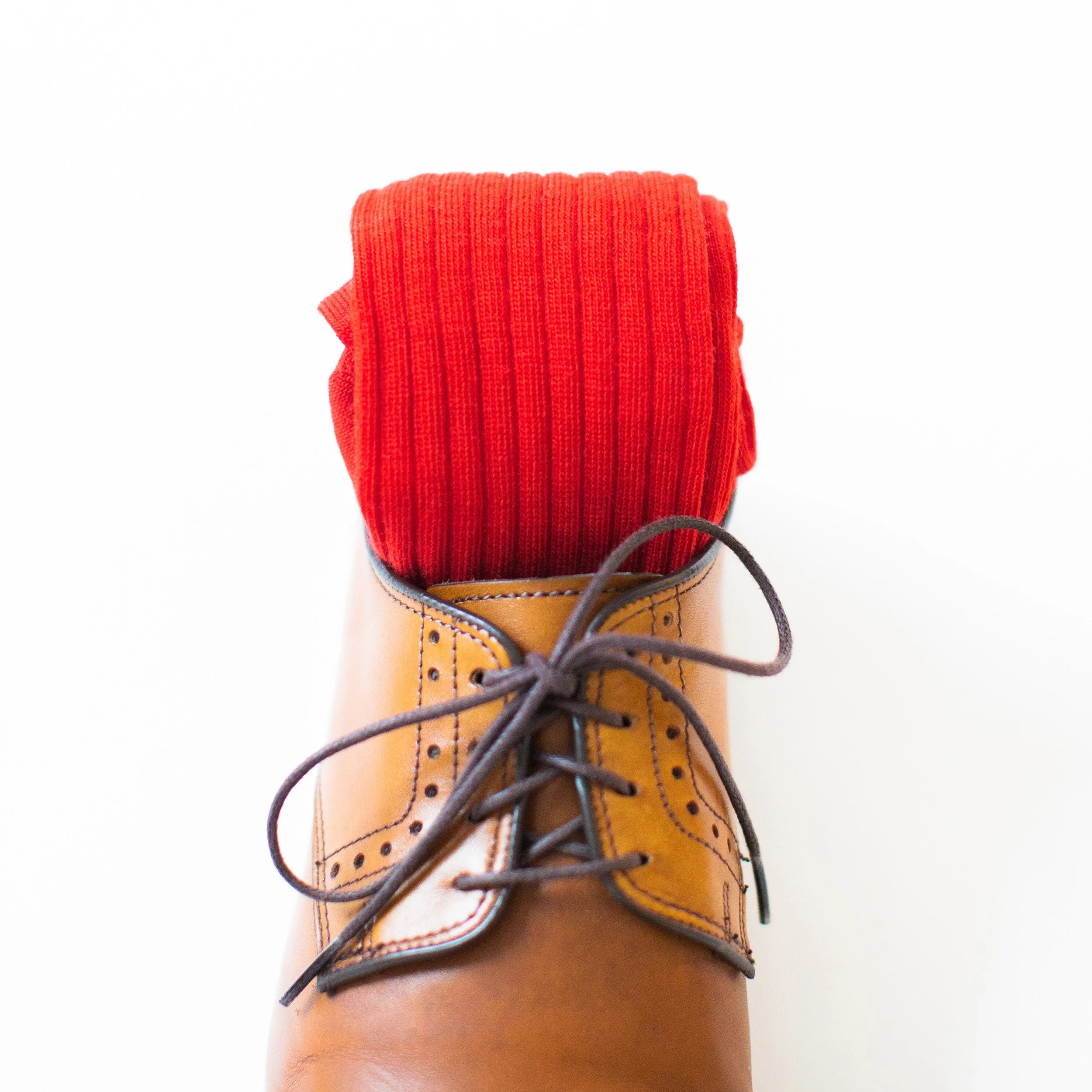 Red Merino Wool Mid Calf Dress Socks