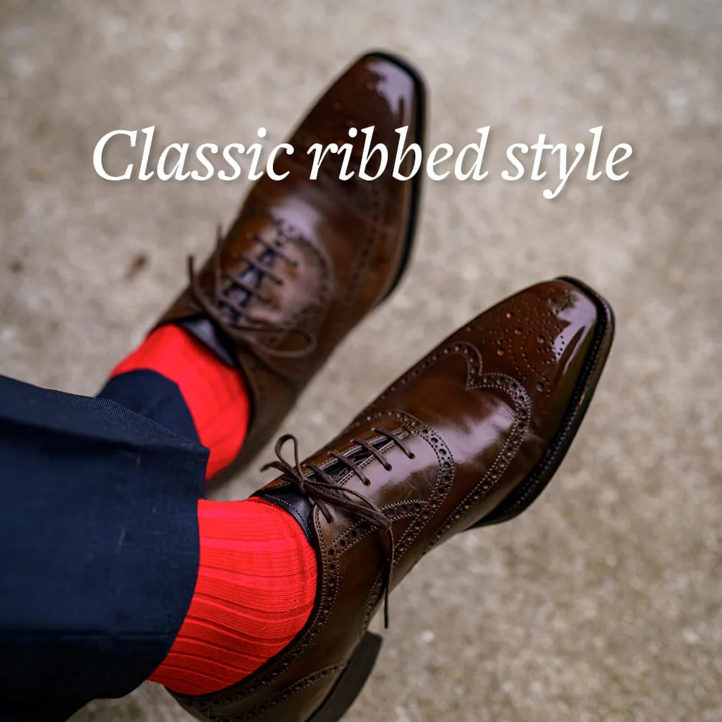 Red Merino Wool Mid Calf Dress Socks