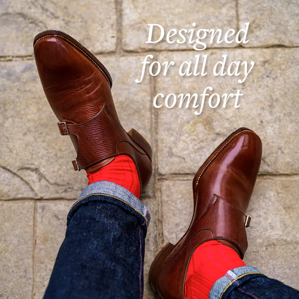 Red Merino Wool Mid Calf Dress Socks