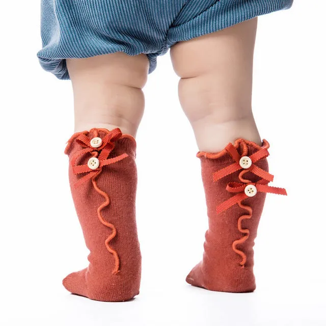 Rust Red Ruffle Bow Socks